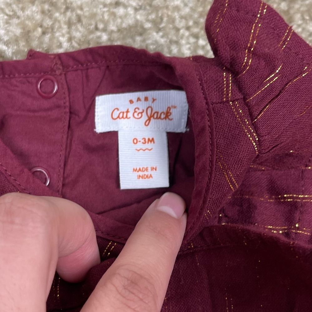 Cat & Jack Baby Shimmer Dress 0-3 Months - Picture 3 of 5
